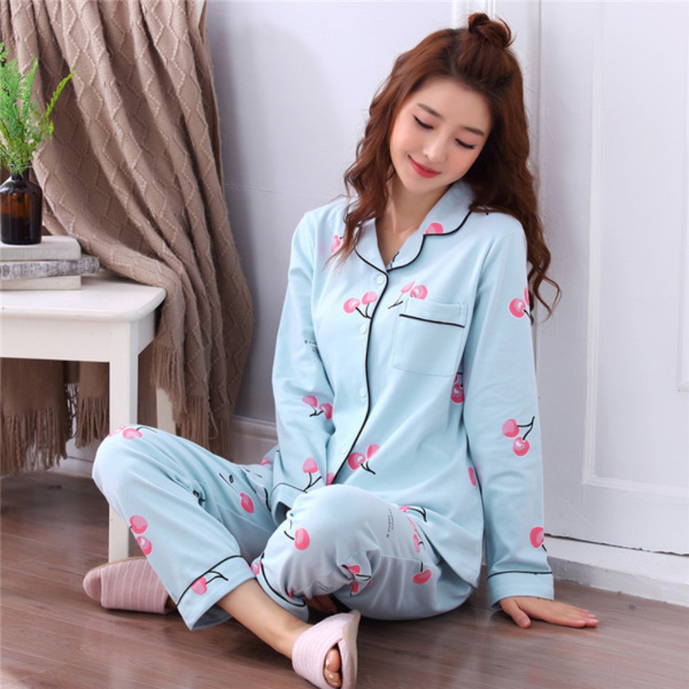 Maternity Wear - Piyama Wanita Lengan Panjang Dua Potong