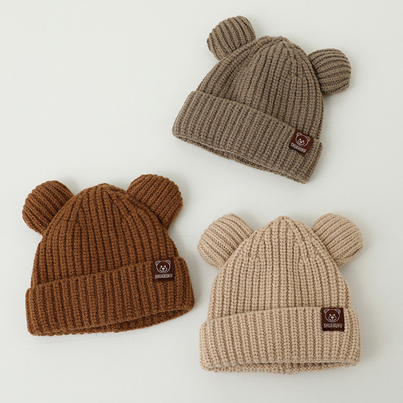 Infant Beanie Hat With Ears - Topi Bayi Musim Dingin Motif Beruang