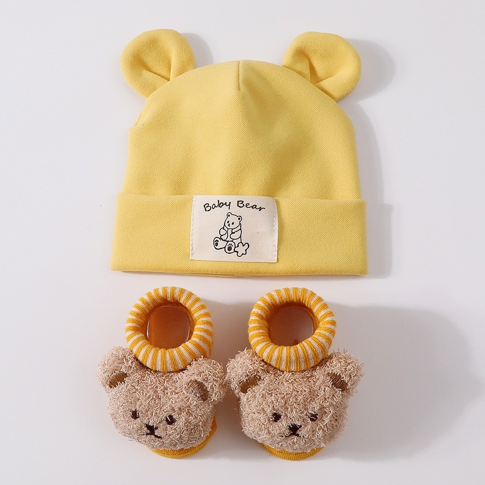 2 Pcs/Set Set Topi dan Kaus Ka - Infant Beanie Hat With Ears ulasan dan harga