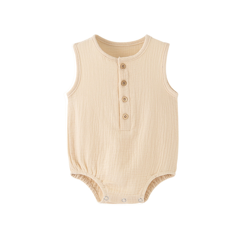 Baju bayi baru lahir musim pan - Baby Summer Linen Sleeveless Jumpsuit ulasan dan harga